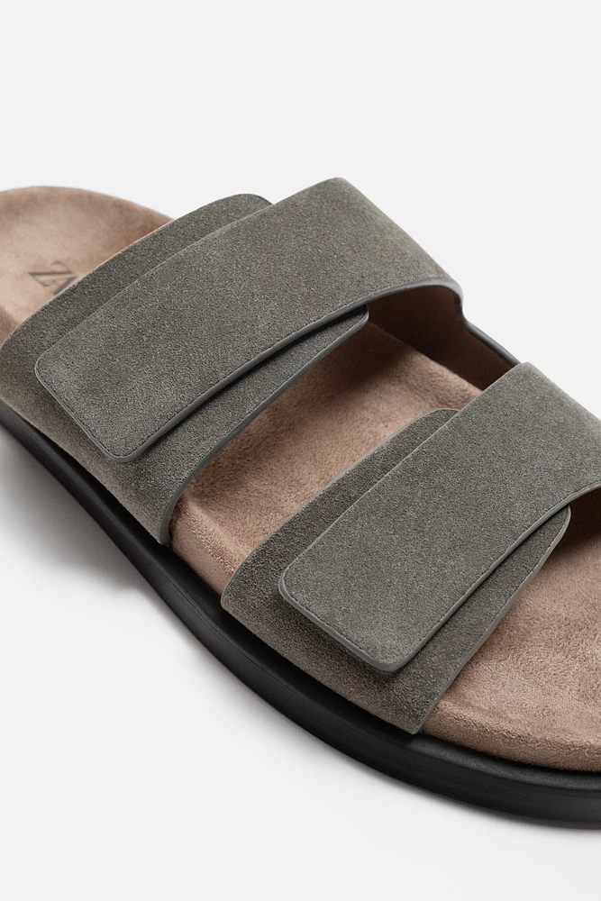 DOUBLE STRAP LEATHER SANDALS