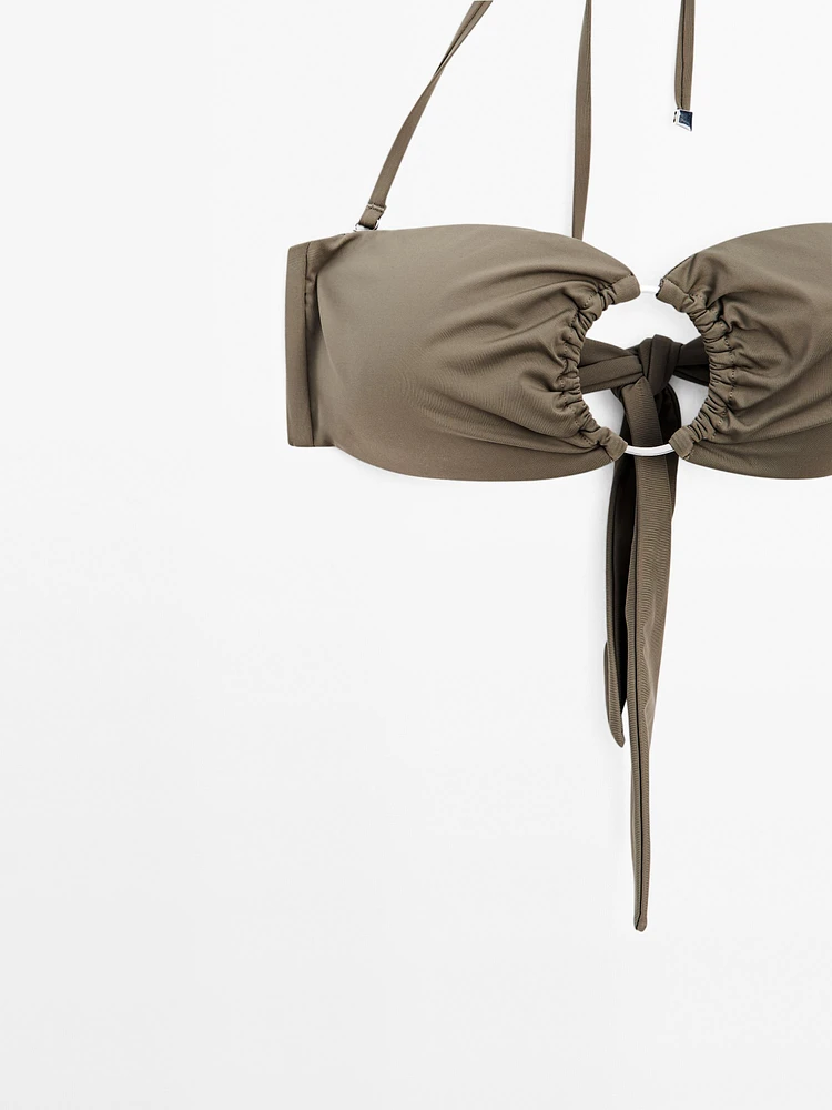Bandeau bikini top with ring detail