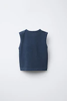 GARMENT DYE EMBROIDERED SLEEVELESS T-SHIRT