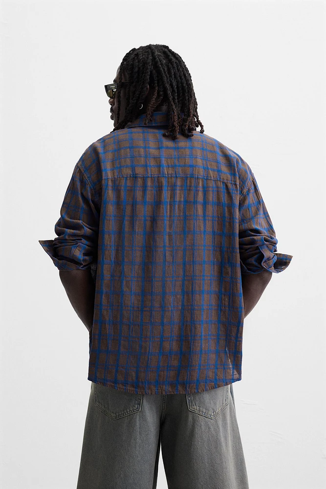 COTTON - LINEN PLAID SHIRT