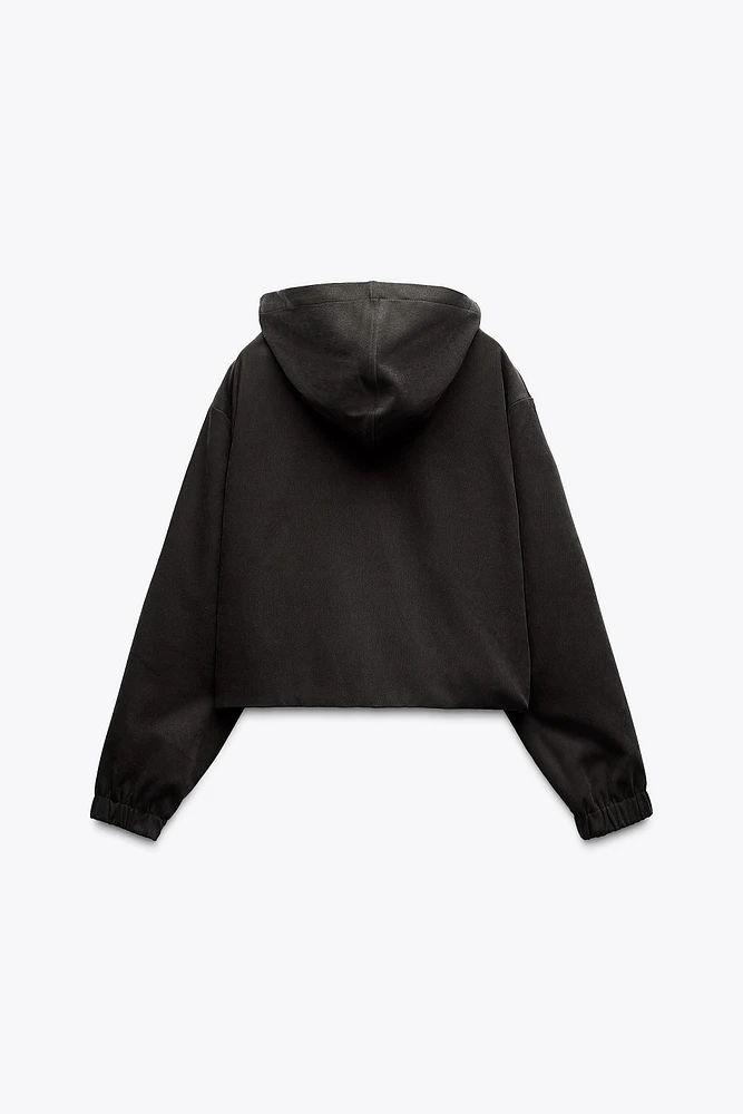 BLOUSON BOMBER TEXTURÉ À CAPUCHE