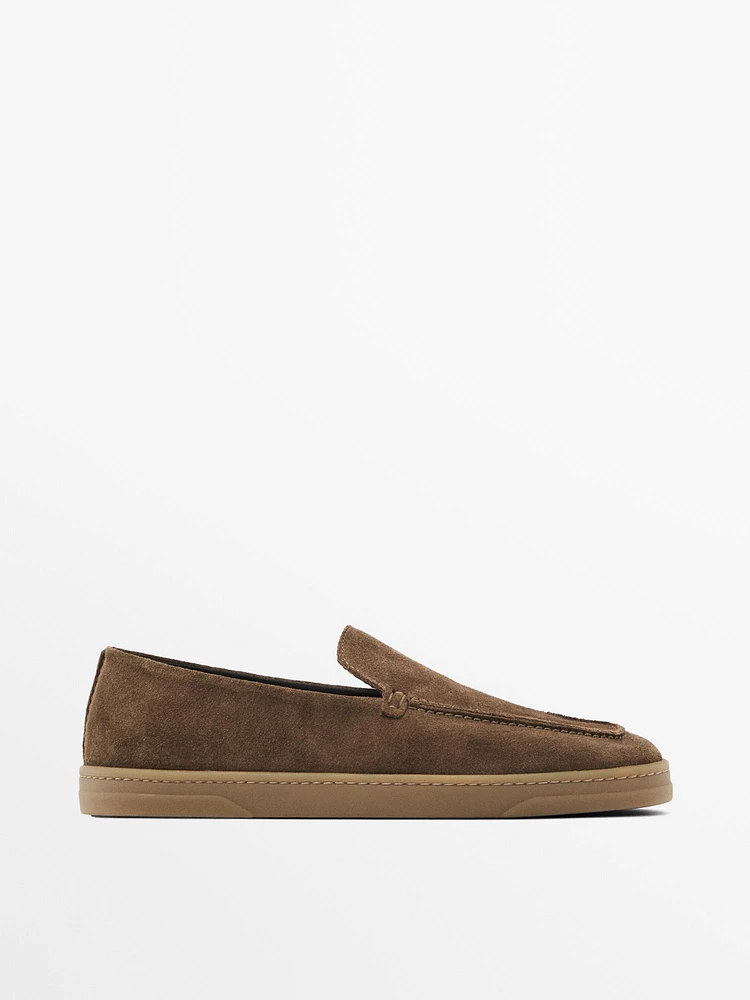 Soft split suede loafers