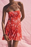 FLORAL GODET PRINT DRESS