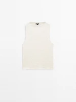 Textured cotton blend top