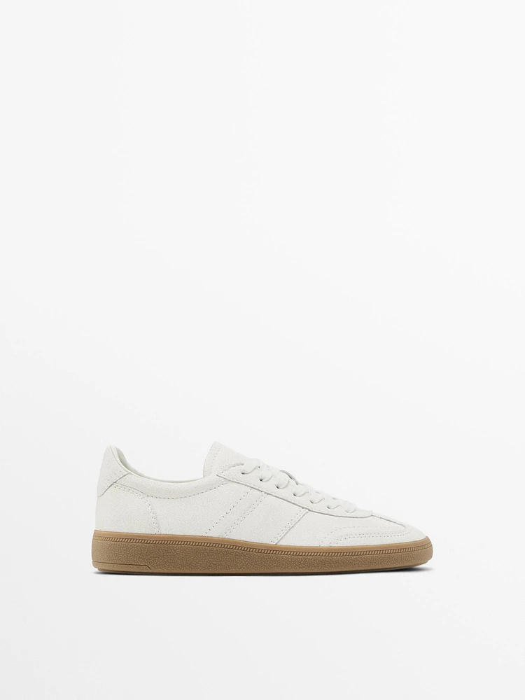 Tennis cuir effet craquelé