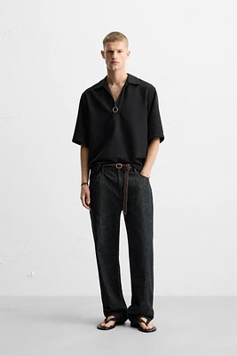 RELAXED FIT TEXTURED POLO SHIRT