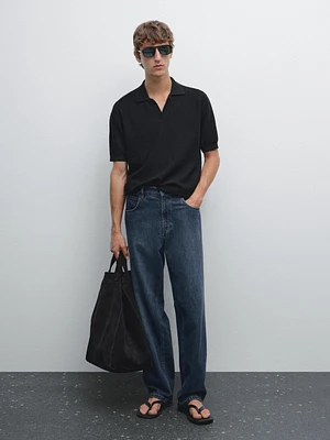 Polo manches courtes maille jacquard