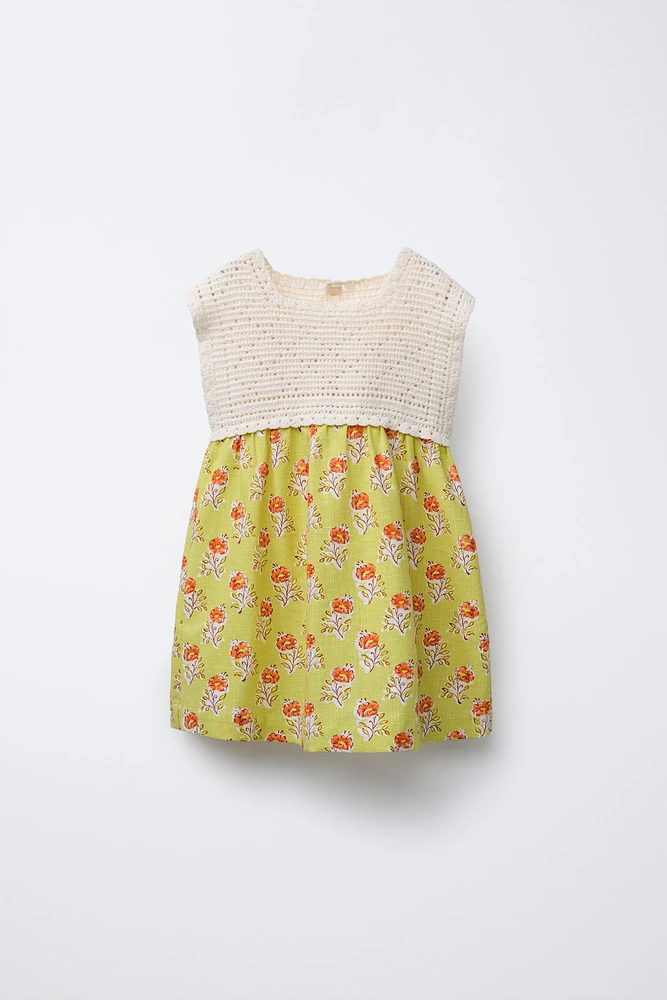 CROCHET COTTON LINEN DRESS
