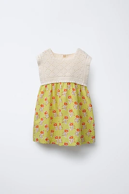 CROCHET COTTON LINEN DRESS