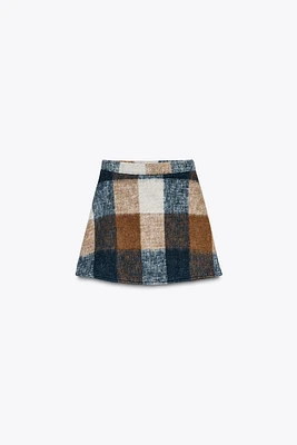 JUPE COURTE À CARREAUX DOUX