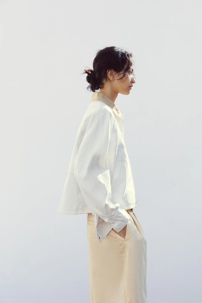CONTRAST COLLAR WAXED JACKET