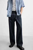 STRAIGHT FIT BELTED JEANS