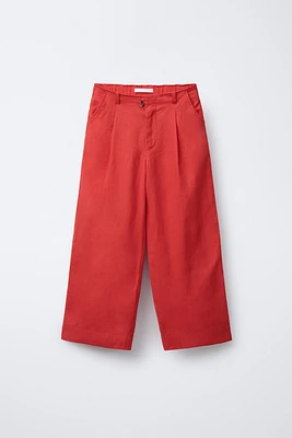 100% LINEN STRAIGHT LEG PANTS
