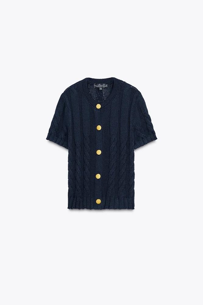 CONTRAST BUTTON KNIT JACKET