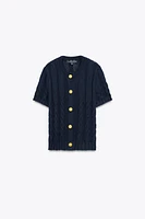 CONTRAST BUTTON KNIT JACKET