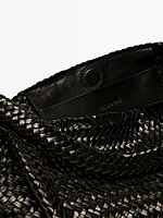 Sac tote tressé moyen format en cuir nappa