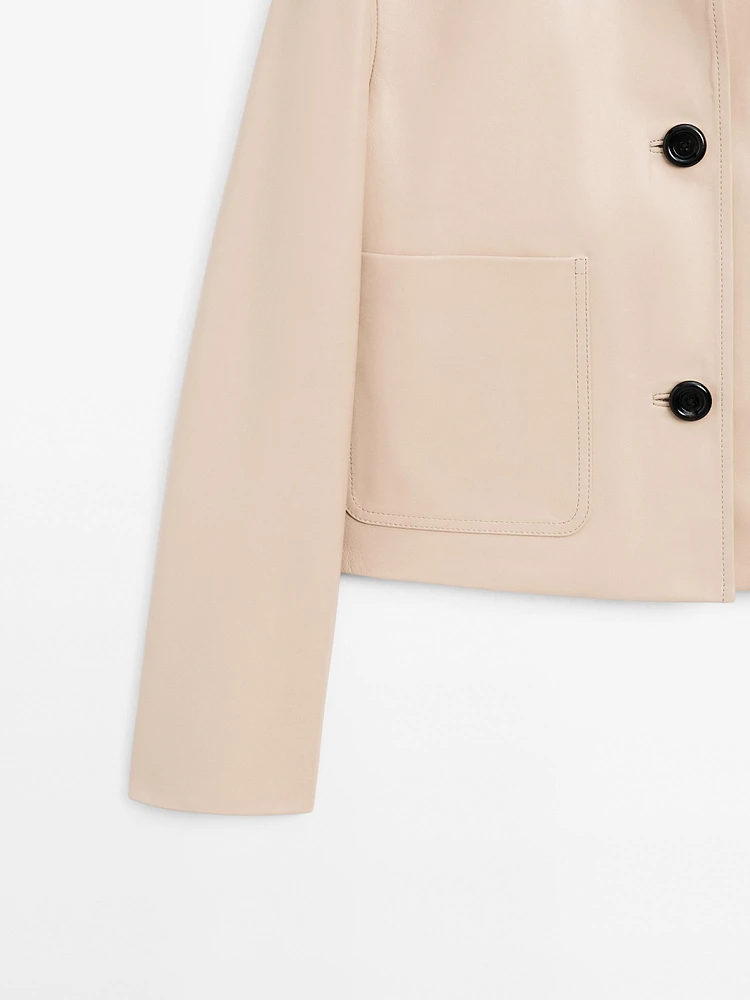 Veste courte en cuir nappa