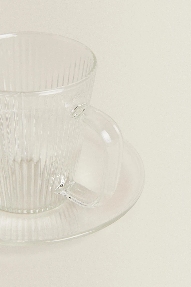 BOROSILICATE GLASS COFFEE CUP AND SAUCER