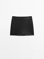 Minijupe texturée en cuir nappa