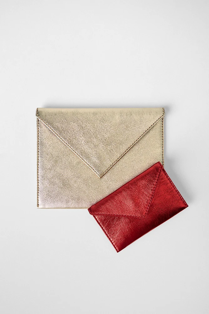 METALLIC EFFECT DOUBLE LEATHER WALLET KATE MOSS X ZARA
