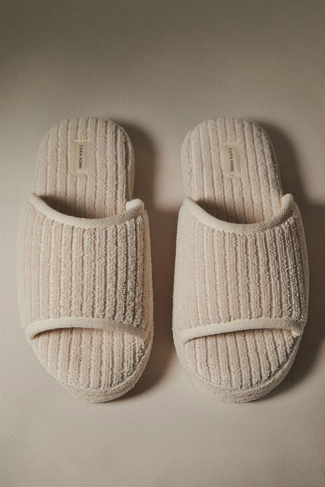 CHAUSSONS FLATFORM TISSU BOUCLÉ