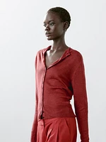 100% linen long sleeve cardigan
