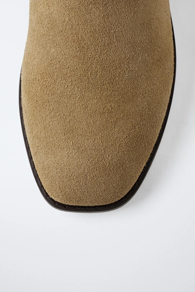 SPLIT LEATHER FRINGED BOOTS