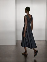 Robe midi denim coutures apparentes