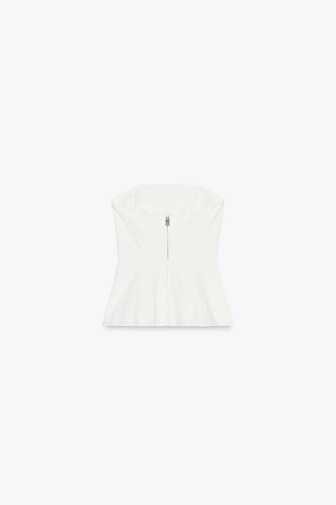 TRF DENIM BANDEAU TOP