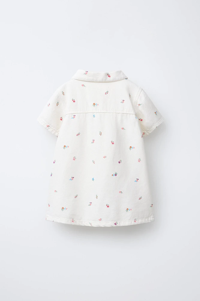 ROBE EN SERGÉ À FLEURS