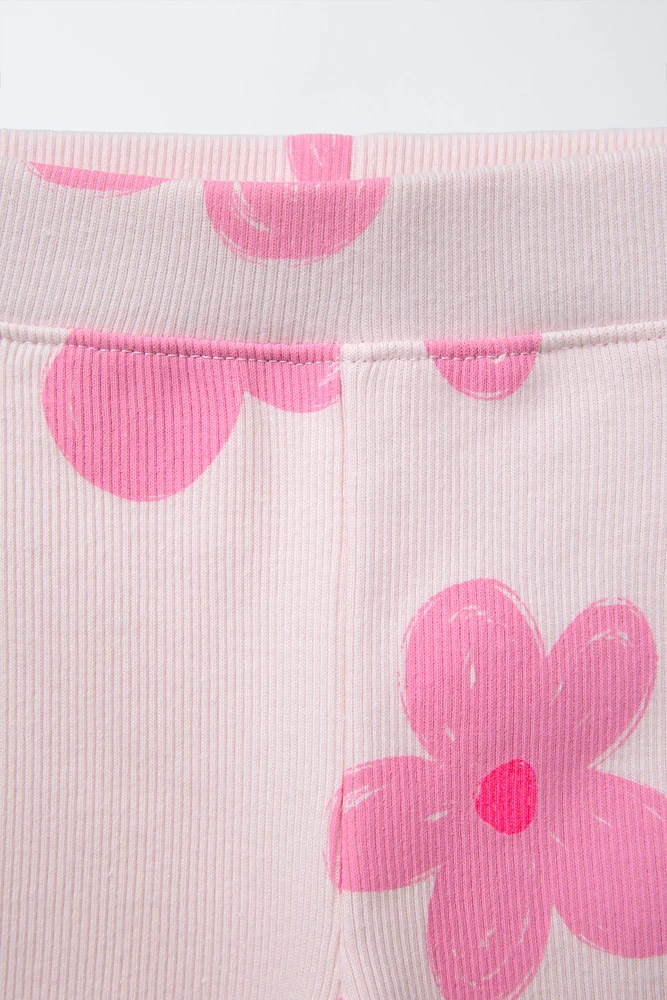 RIBBED PRINTED LEGGINGS