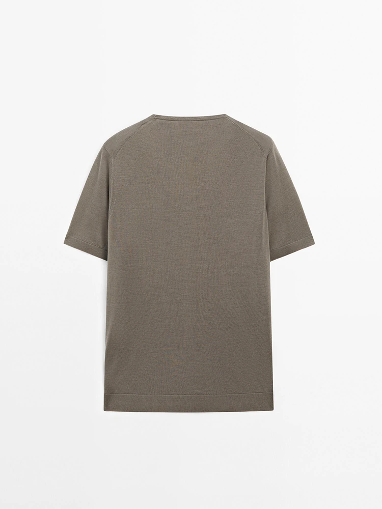 T-shirt en maille 100 % laine mérinos