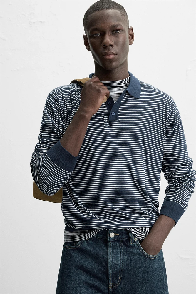 STRIPED KNIT POLO SHIRT