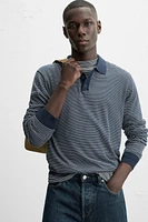 STRIPED KNIT POLO SHIRT