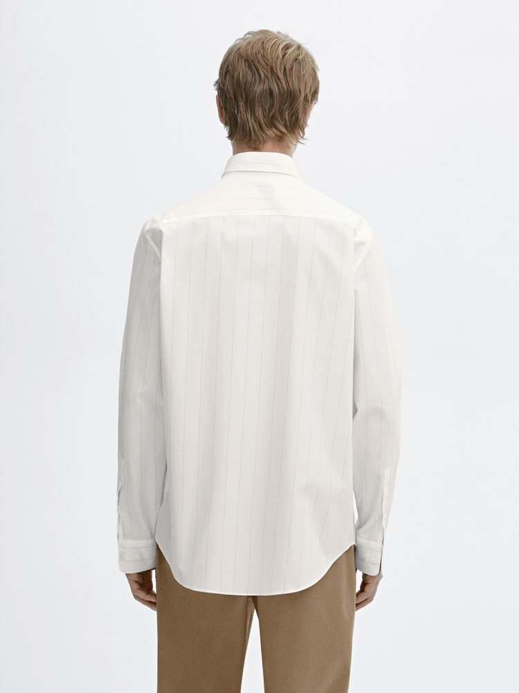 Regular fit pinstriped poplin shirt