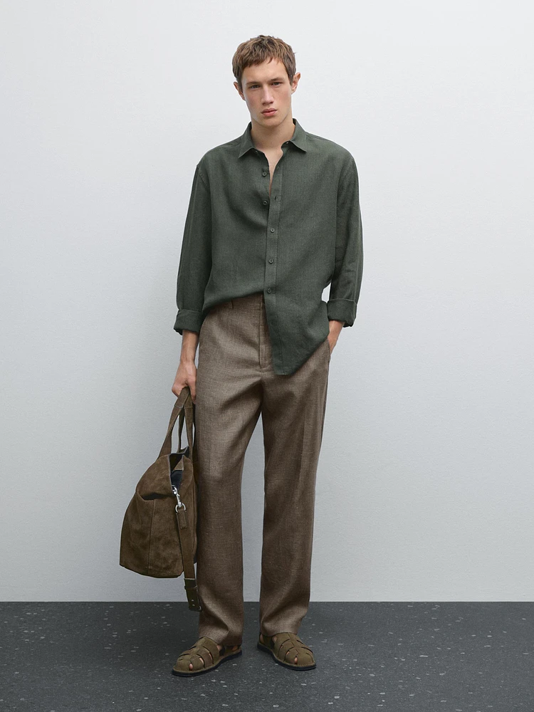 Regular fit faded linen shirt