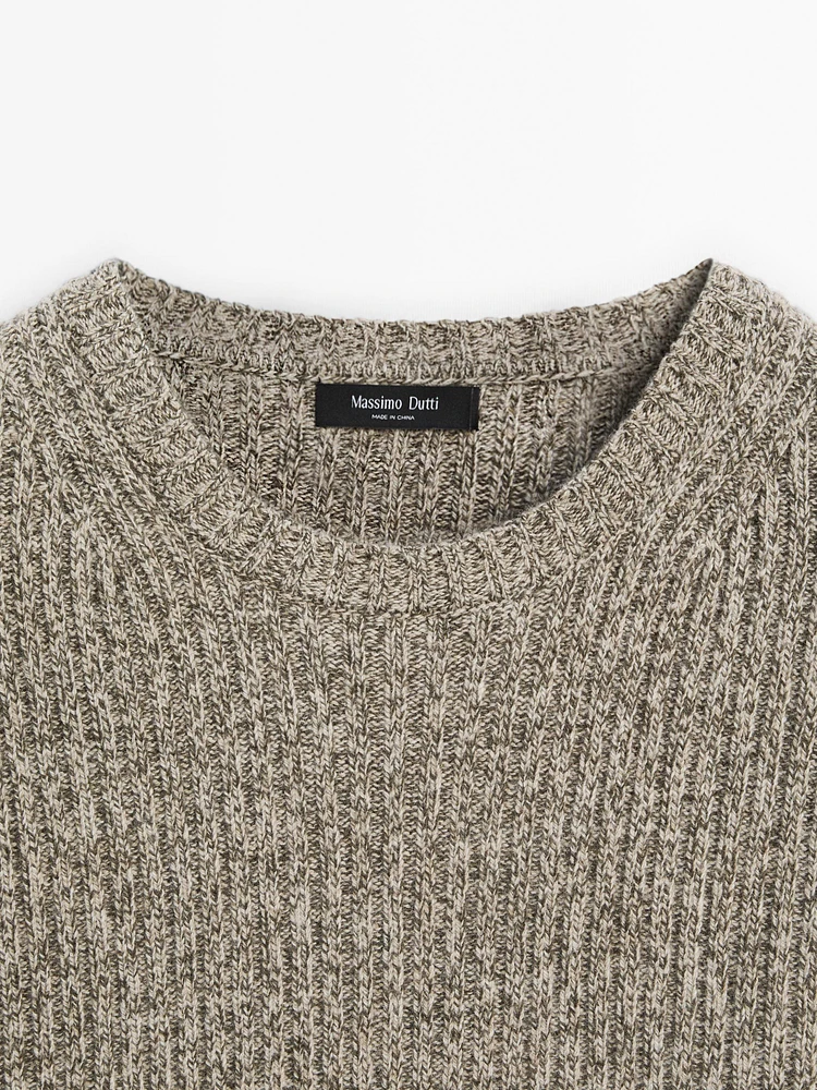 Pull en maille moulinée de laine mélangée