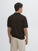 Pull polo col en V manches courtes