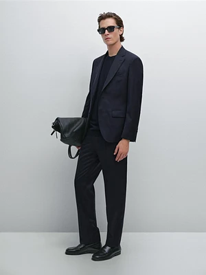Pinstripe wool suit blazer
