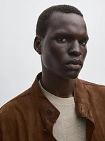 Veste en cuir finition daim