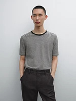 Striped linen and cotton T-shirt