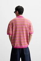 TEXTURED STRIPE KNIT POLO