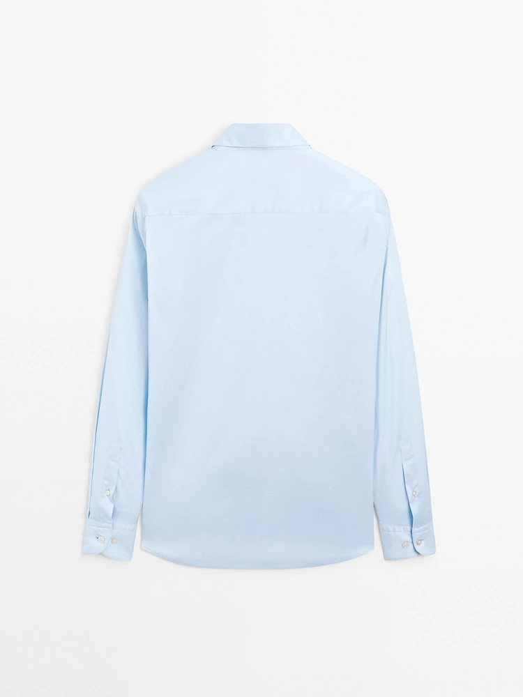 Slim fit stretch cotton blend shirt