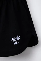 PALM TREE EMBROIDERY SHORTS