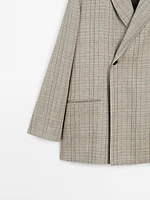 Check print shawl collar blazer