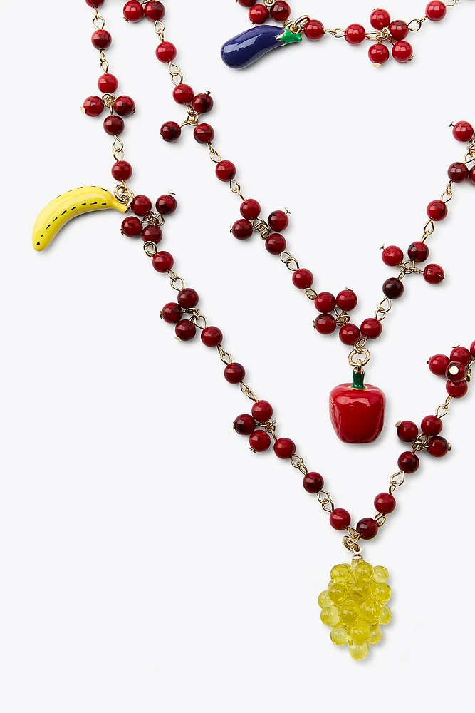 FRUIT BEAD WATERFALL NECKLACE