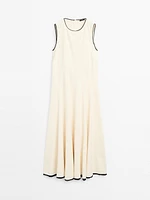 Flounce dress with contrast trims