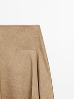 Flounce linen blend midi skirt