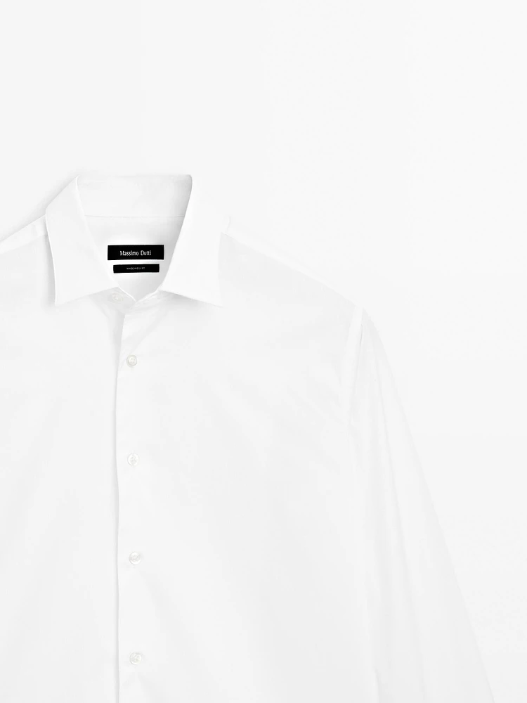 Chemise slim fit élastiquée en coton mélangé