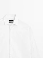 Chemise slim fit élastiquée en coton mélangé